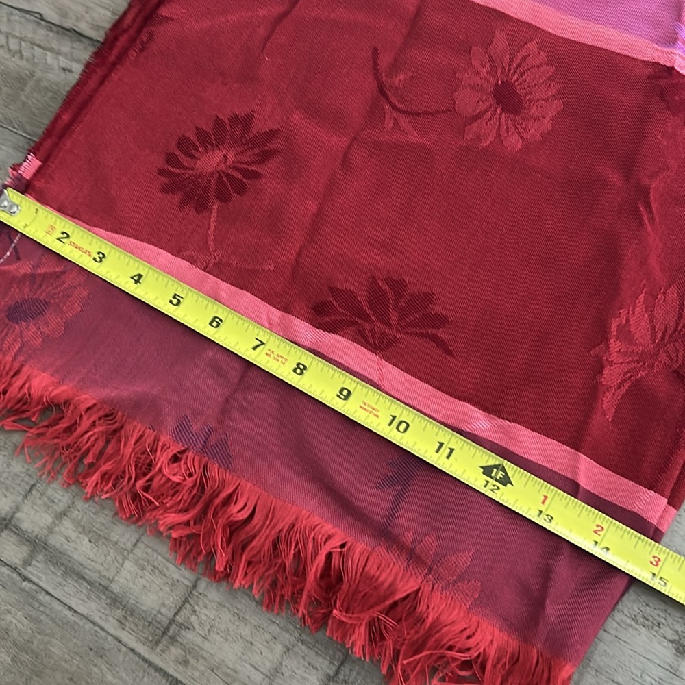 Jacquard Floral Wrap Scarf Heavy Weight Pink Purple Maroon 30”x 66” Large - Picture 12 of 12